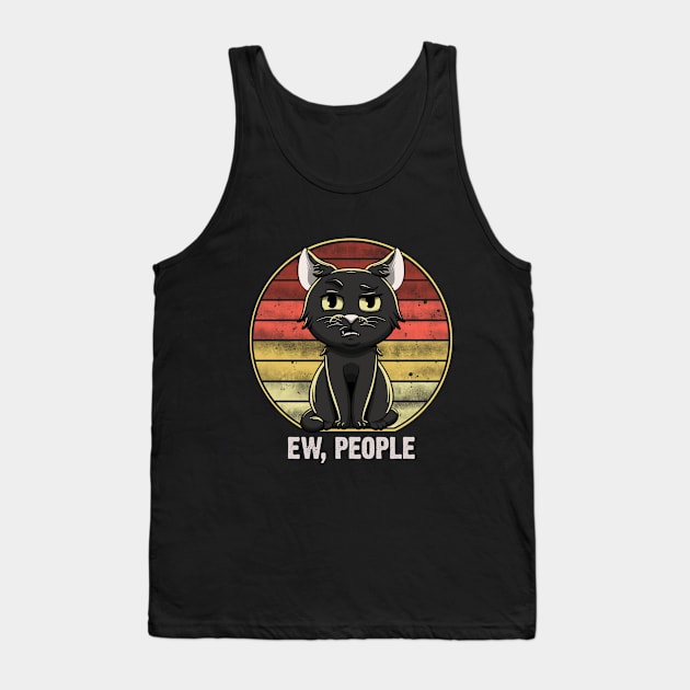 Ew People Black Cat Vintage Retro sunset Tank Top by MerchBeastStudio